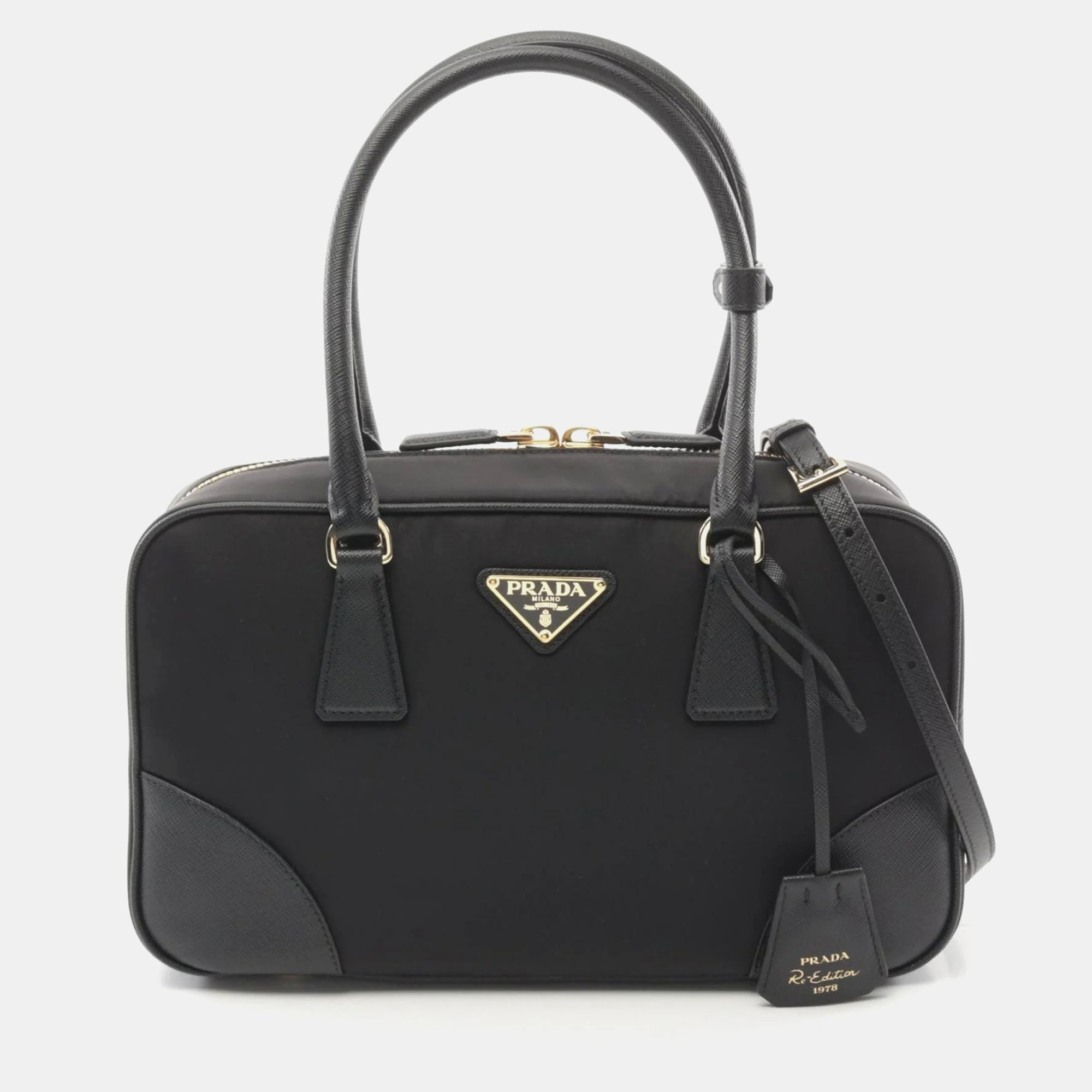 Prada Black Nylon and Saffiano Leather Re-Edition Handbag, Shoulder Bags - Luxury Closet catalog