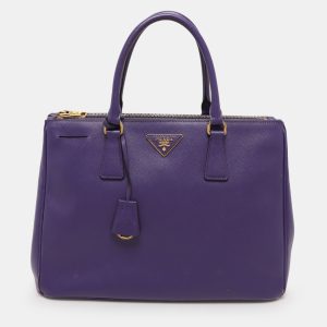 Prada Purple Saffiano Lux Leather Medium Double Zip Tote, Tote Handbags - Luxury Closet catalog