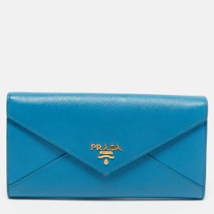 Prada Blue Saffiano Metal Leather Letter Continental Wallet, Wallets & Money Clips - Luxury Closet catalog