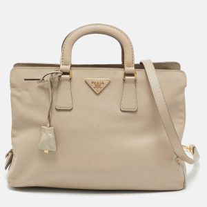 Prada Beige Leather Middle Zip Tote, Tote Handbags - Luxury Closet catalog
