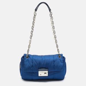 Prada Blue Nylon Bomber Chain Shoulder Bag, Shoulder Bags - Luxury Closet catalog