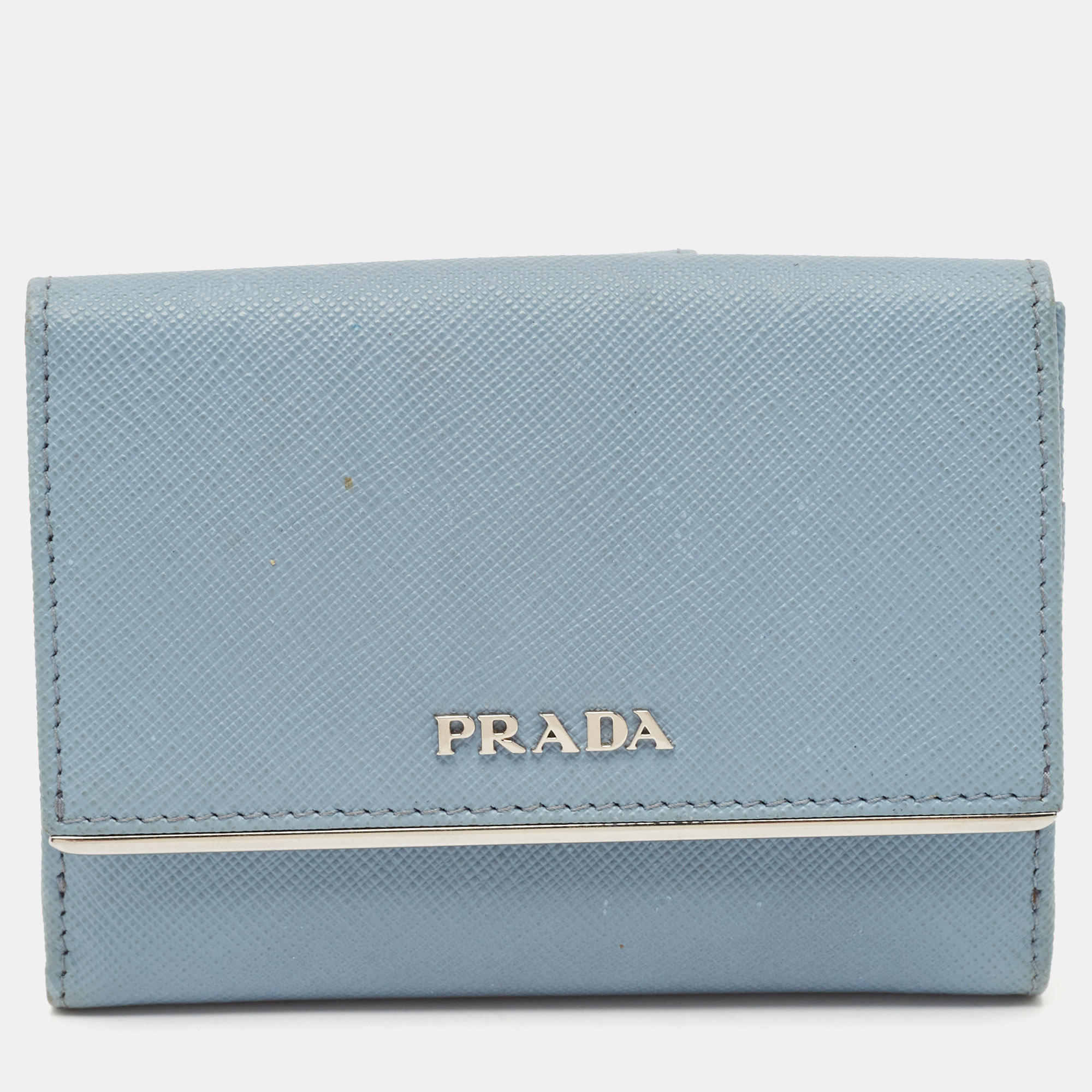 Prada Light Blue Leather Metal Bar French Wallet, Wallets & Money Clips - Luxury Closet catalog
