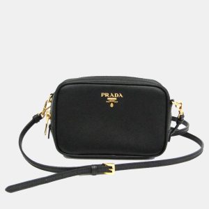 Prada Black Saffiano Leather Pouch Shoulder Bag, Shoulder Bags - Luxury Closet catalog