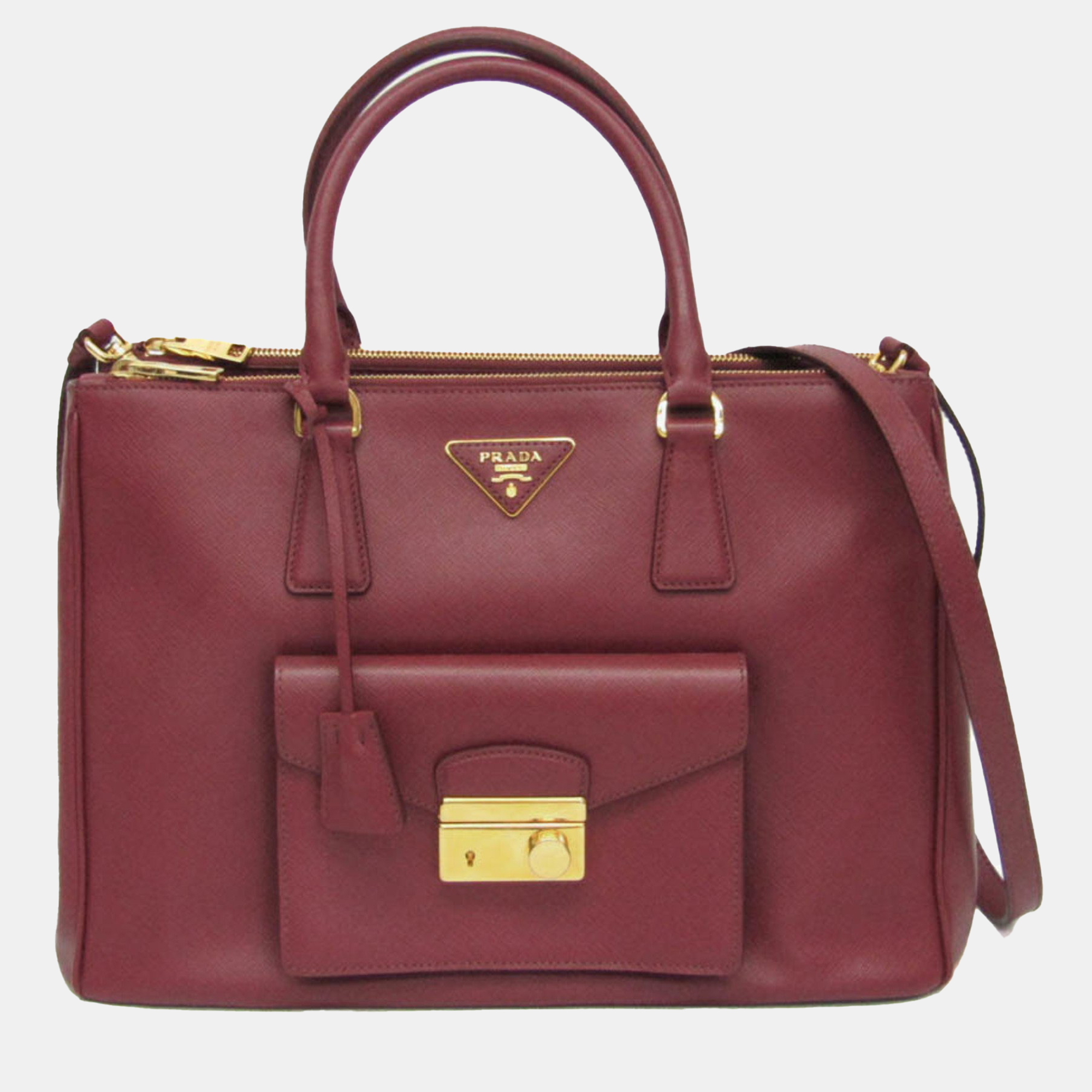 Prada Wine Saffiano Leather Shoulder Bag, Shoulder Bags - Luxury Closet catalog