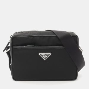 Prada Black Nylon Saffiano Leather Shoulder Bag, Shoulder Bags - Luxury Closet catalog