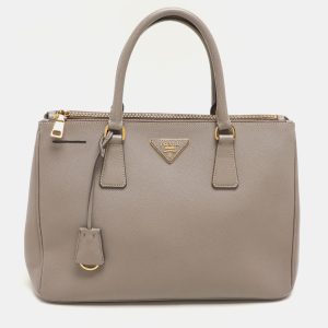 Prada Taupe Saffiano Lux Leather Large Galleria Double Zip Tote, Tote Handbags - Luxury Closet catalog