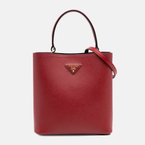 Prada Red Medium Saffiano Cuir Panier Satchel, Satchels - Luxury Closet catalog