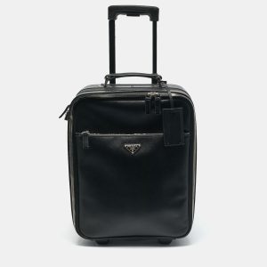 Prada Black Saffiano Leather Rolling Trolley Luggage, Handbags - Luxury Closet catalog