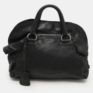 Prada Black Leather Ruffle Bauletto Satchel, Satchels - Luxury Closet catalog