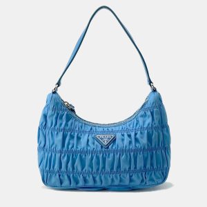 Prada  Light Blue Nylon Gathered One Shoulder Bag, Shoulder Bags - Luxury Closet catalog