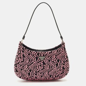 Prada Black/Fuchsia Maglia Jacquard Fabric Cleo Hobo, Shoulder Bags - Luxury Closet catalog