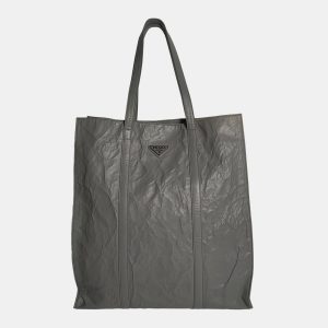Prada Grey Antique Nappa Leather Medium  Tote Bag, Tote Handbags - Luxury Closet catalog