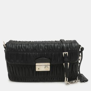 Prada Black Leather Gaufre Chain Shoulder Bags, Shoulder Bags - Luxury Closet catalog