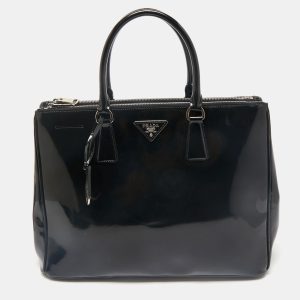 Prada Black Patent Leather Large Double Zip Tote, Tote Handbags - Luxury Closet catalog