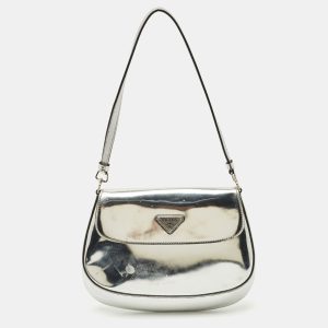 Prada Silver Patent Leather Small Cleo Hobo, Shoulder Bags - Luxury Closet catalog