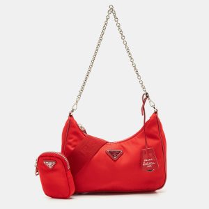 Prada Red Nylon and Saffiano Leather Re-Edition 2005 Bag, Shoulder Bags - Luxury Closet catalog