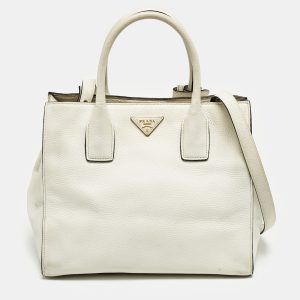 Prada White Vitello Daino Leather Tote, Tote Handbags - Luxury Closet catalog