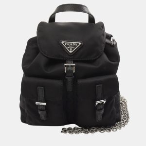 Prada Re-Nylon Black Saffiano Leather Shoulder Bag, Handbags - Luxury Closet catalog