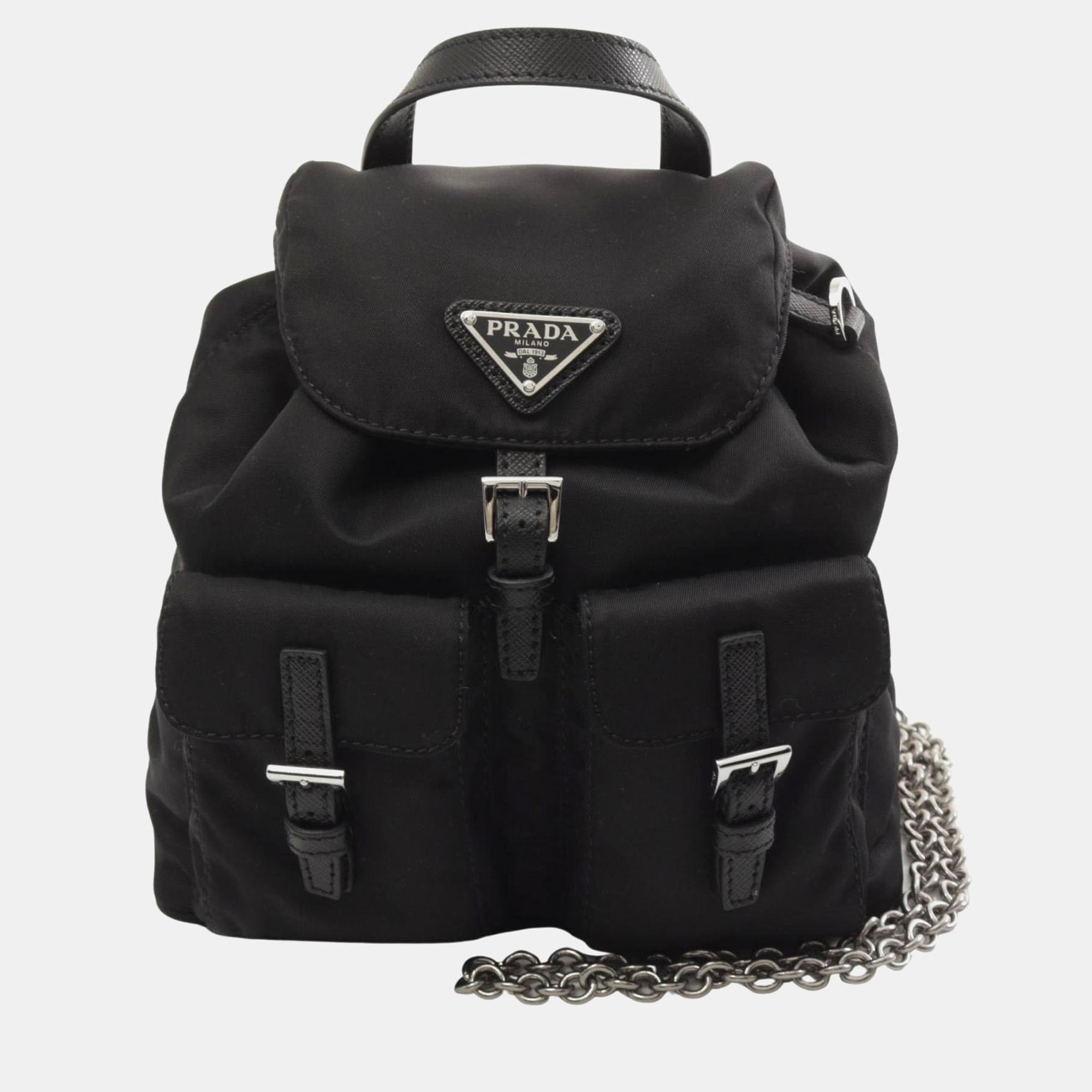 Prada Re-Nylon Black Saffiano Leather Shoulder Bag, Handbags - Luxury Closet catalog