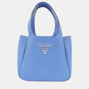 Prada Vitello Daino Blue Leather Handbag, Satchels - Luxury Closet catalog