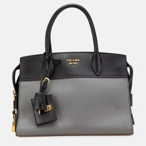 Prada Grey Saffiano and City Calf Esplanade Bag, Satchels - Luxury Closet catalog