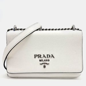 Prada White Leather Chain Shoulder Bag, Handbags - Luxury Closet catalog