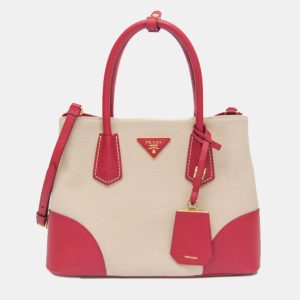 Prada Canappa Trimmed Canvas Leather Shoulder Bag, Handbags - Luxury Closet catalog