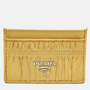 Prada Yellow Gaufre Leather Card Holder, Wallets & Money Clips - Luxury Closet catalog
