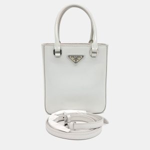 Prada White Leather small brushed tote bag, Tote Handbags - Luxury Closet catalog