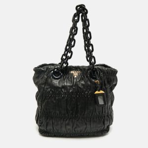 Prada Black Gaufre Leather Chain Tote, Tote Handbags - Luxury Closet catalog