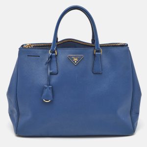 Prada Blue Saffiano Lux Leather Extra Large Galleria Double Zip Tote, Tote Handbags - Luxury Closet catalog
