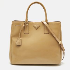 Prada Tan Saffiano Patent Leather Gardener's Tote, Tote Handbags - Luxury Closet catalog