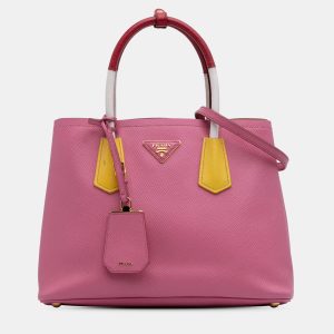 Prada Pink Small Saffiano Cuir Double Satchel, Satchels - Luxury Closet catalog