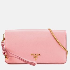 Prada Pink Saffiano Lux Wallet on Chain, Shoulder Bags - Luxury Closet catalog