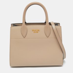 Prada Beige Saffiano Cuir Leather Bibliotheque Tote, Tote Handbags - Luxury Closet catalog