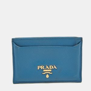 Prada Blue Saffiano Leather Logo Card Holder, Wallets & Money Clips - Luxury Closet catalog
