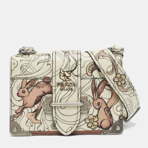 Prada x James Jean Off White Glace Calf Rabbit Print Leather Cahier Shoulder Bag, Shoulder Bags - Luxury Closet catalog