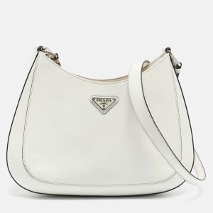 Prada White Brushed Leather Cleo Shoulder Bag, Shoulder Bags - Luxury Closet catalog