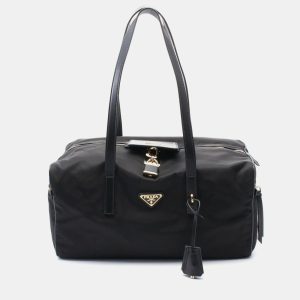 Prada Large Black Nylon Leather Shoulder Bag, Handbags - Luxury Closet catalog