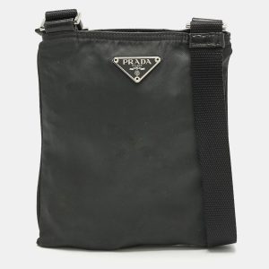 Prada Charcoal Black Nylon Mini Flat Crossbody Bag, Handbags - Luxury Closet catalog