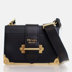 Prada Cahier Small Black Saffiano and Calfskin Shoulder Bag, Handbags - Luxury Closet catalog