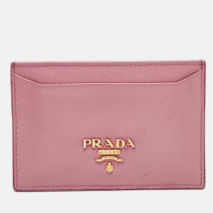 Prada Pink Saffiano Leather Logo Card Holder, Wallets & Money Clips - Luxury Closet catalog