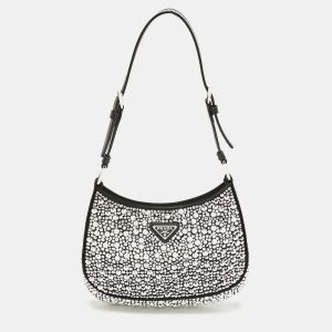 Prada Black Satin Crystal Embellished Cleo Shoulder Bag, Shoulder Bags - Luxury Closet catalog