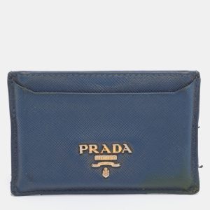 Prada Blue Saffiano Metal Leather Card Holder, Wallets & Money Clips - Luxury Closet catalog