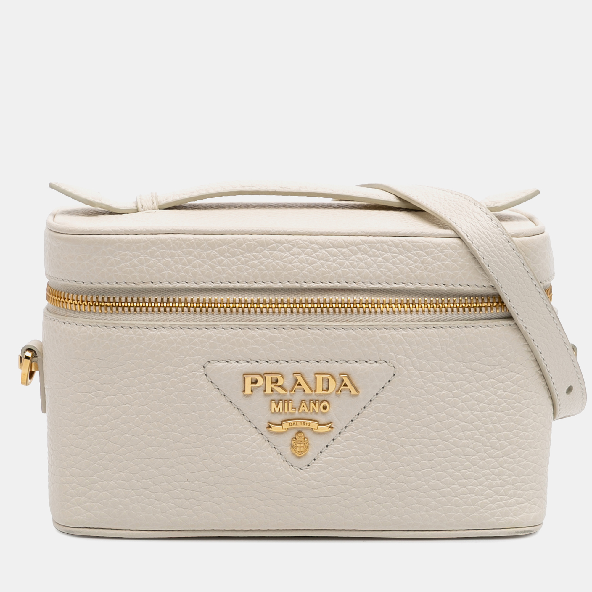 Prada White Mini Vitello Daino Vanity Bag, Shoulder Bags - Luxury Closet catalog