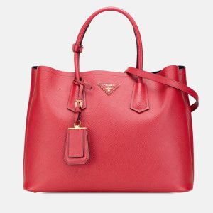 Prada Red Medium Saffiano Cuir Double Satchel, Satchels - Luxury Closet catalog