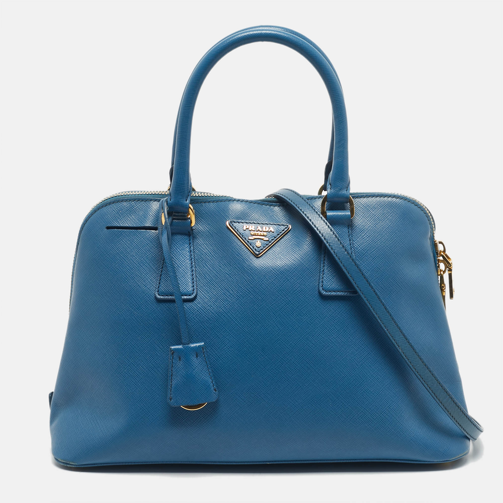 Prada Blue Saffiano Leather Medium Promenade Satchel, Satchels - Luxury Closet catalog
