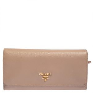 Prada Beige Saffiano Lux Leather Flap Continental Wallet, Wallets & Money Clips - Luxury Closet catalog