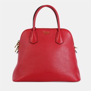 Prada Red Saffiano Leather Medium Dome Satchel Bag, Handbags - Luxury Closet catalog