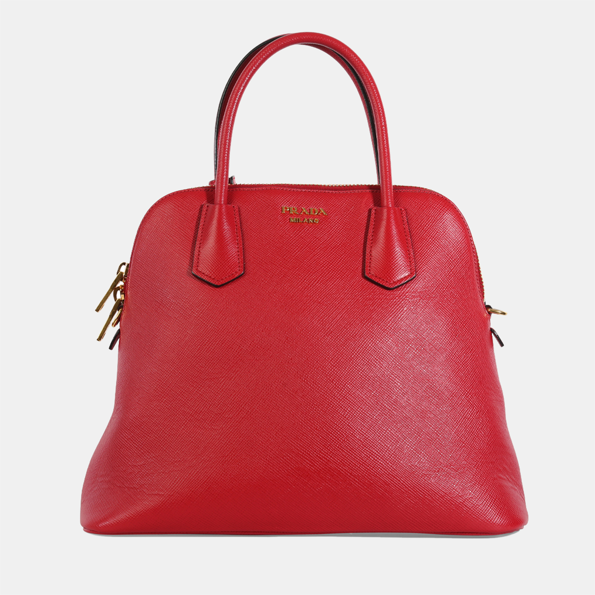 Prada Red Saffiano Leather Medium Dome Satchel Bag, Handbags - Luxury Closet catalog